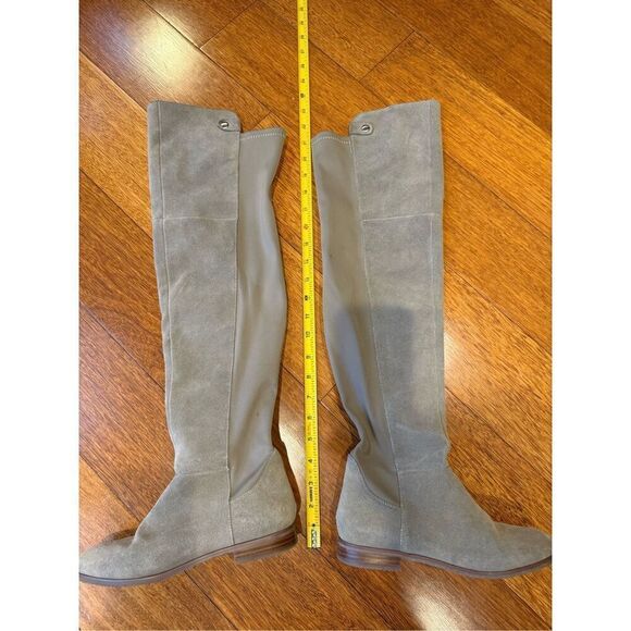 CHINESE LAUNDRY Robin Suede/Nylon Two-Tone Grey Over The Knee Boots Sz 6 - Picture 6 of 9